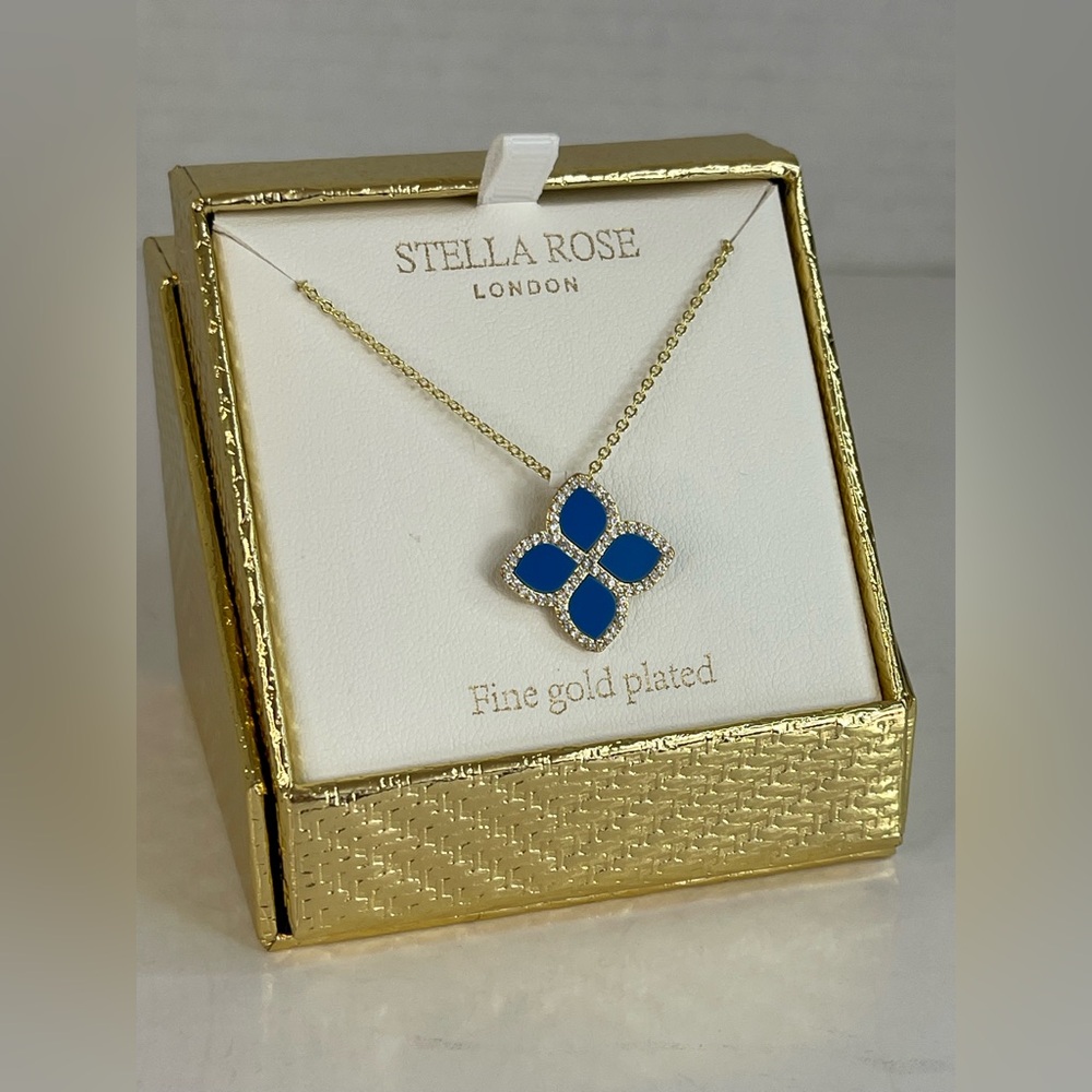 Stella Rose Gold Plated Necklace with Blue Pendant